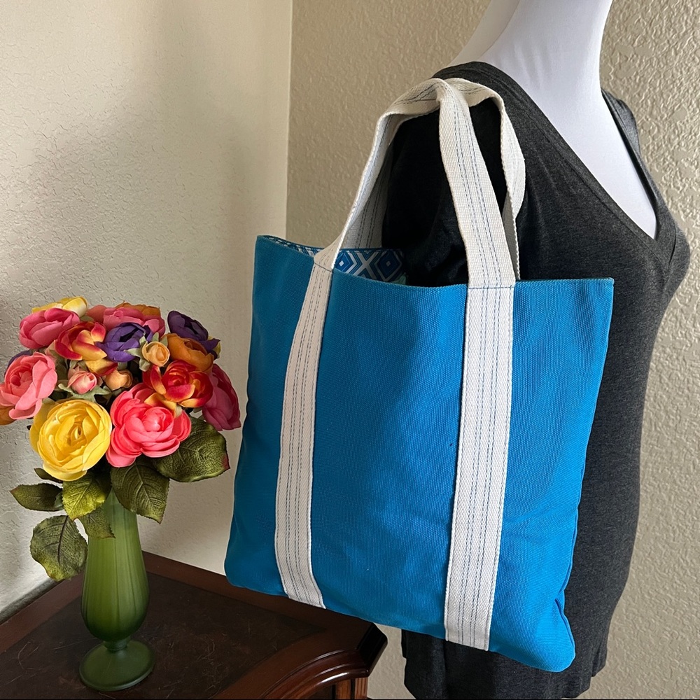 Michael Kors Turquoise Canvas Tote Bag